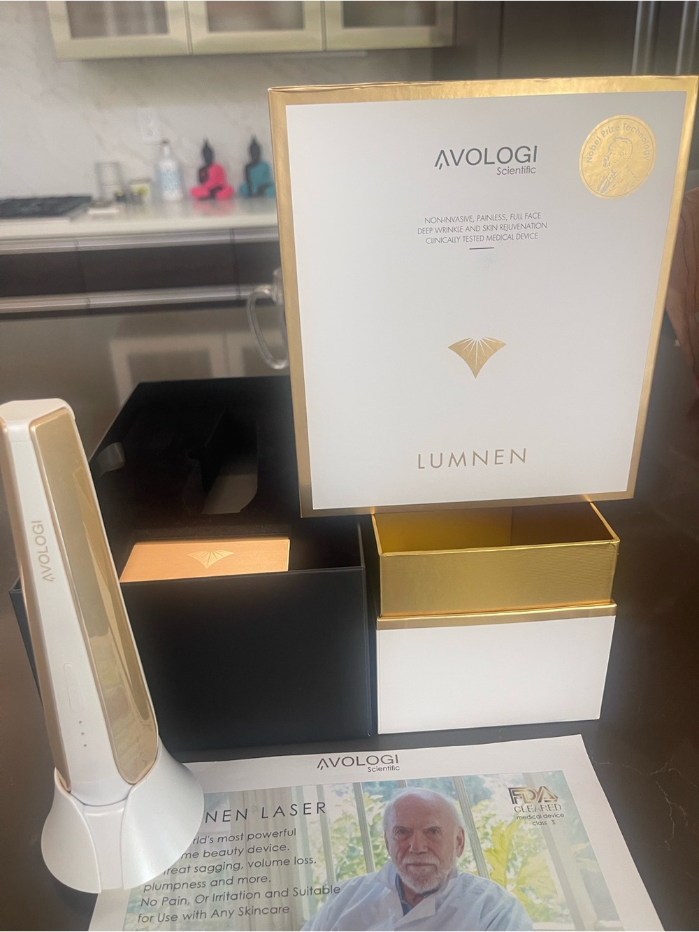 Lummen Laser Home Facial Device - Rose Gold/White FDA Cleared Medical Device